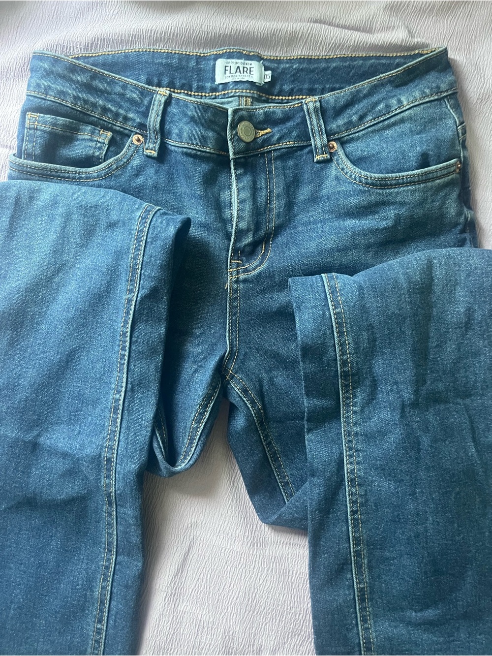 Low Rise Stretch Flare Blue Denim Jeans